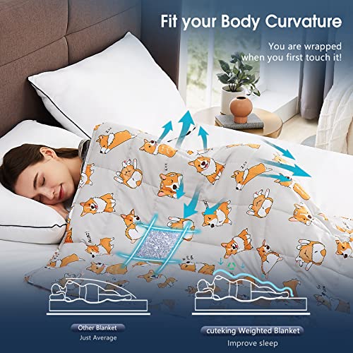 CuteKing Weighted Blanket for Adults: Weighted Blanket with Premium Glass Beads - Breathable Heavy Blanket for Comfort Sleep - Thick Blanket for Adult All Season(15lbs, 48"x72", CuteDog) - Image 5