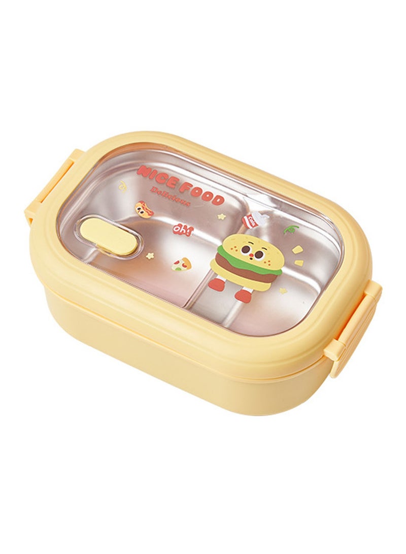 TYCOM Stainless Steel Lunch Box for Kid School Insulated Bento Lunch Box 2 Compartment Divided Lunch Containers with Lids Leakproof BFA Free Dishwasher Safe Hamburger Yellow.