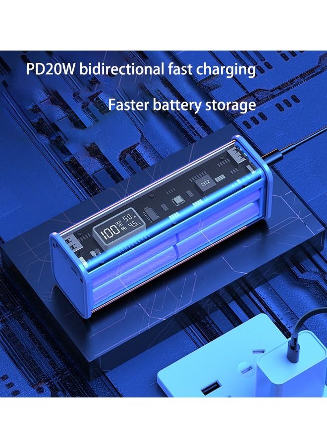 Generic - 10000mAh Portable Charger PD 20W Power Bank See-Through Design Battery Pack 100W USB C Type-c Output Fast Charging Iphone 15/14 Huawei Samsung Mobile Charger Blue - Image 1