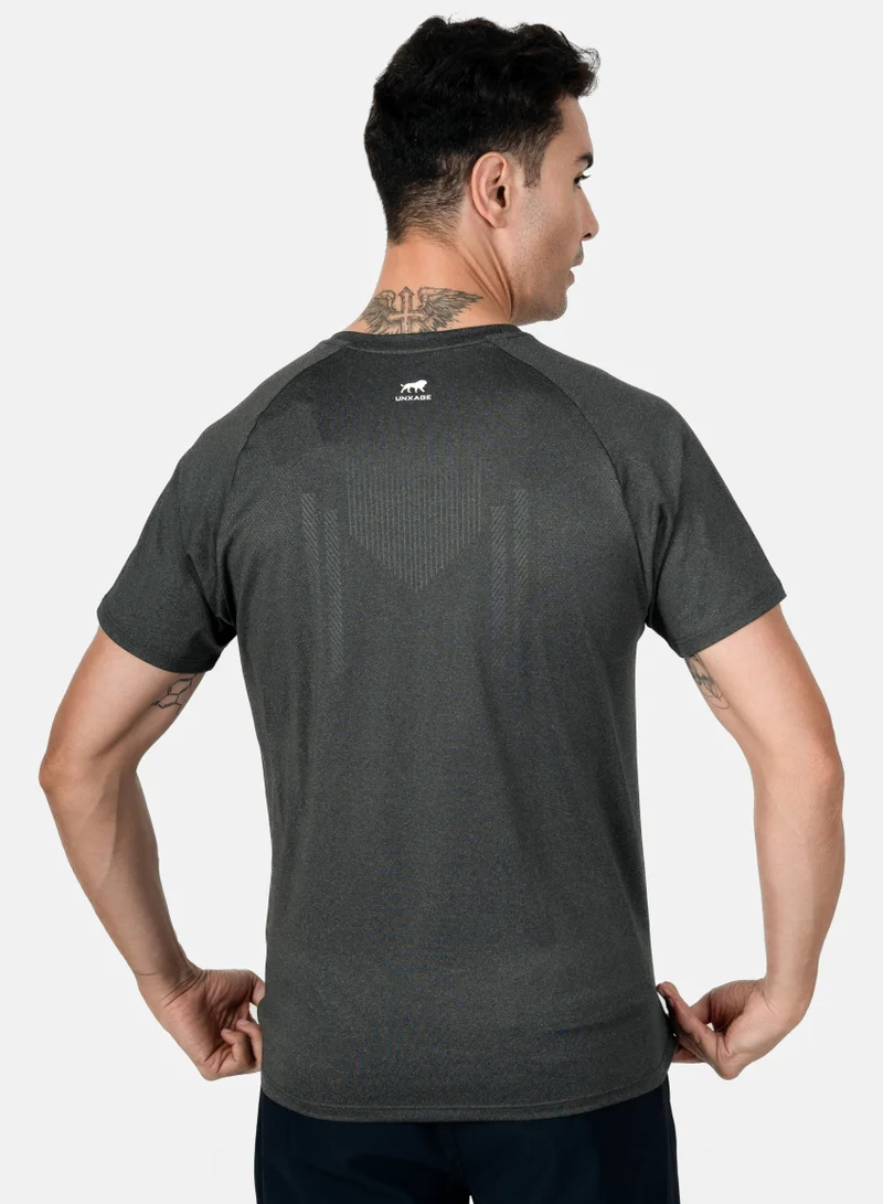 انكسيخ UNXAGE Reflect Performance Gym T-Shirt for Men - Reflective Quick Dry Moisture Wicking Running Training Top | Polyester Spandex Workout Shirt | Charcoal Marl