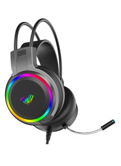 AULA S608 Gaming Headset - RGB LED Backlight - 3D Surround Sound - Dual 50mm Drivers - Noise Reduction Microphone (120 Omnidirectional) - Soft Memory Eartips - Wired 2*3.5mm AUX + USB for Lighting for PC/PS4-5/Xbox one/Mobile | Black  - Image 3