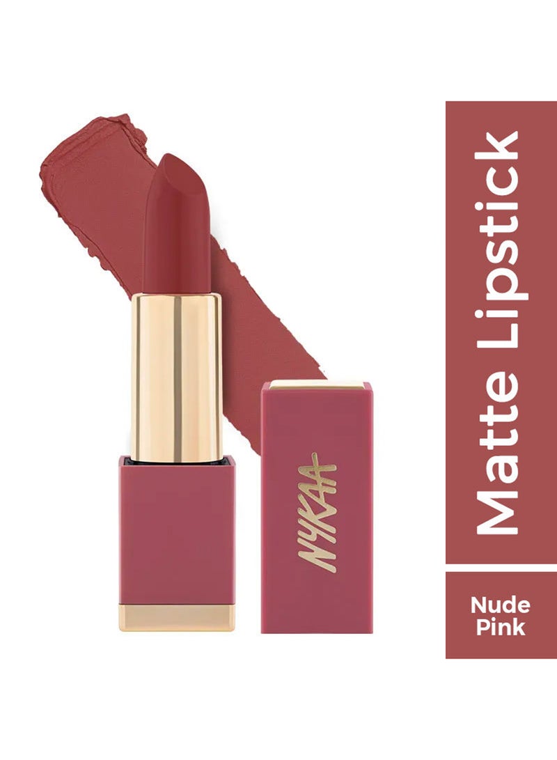 Nykaa Brown Matte Luxe Lipstick Nude Pink Vintage For Velvel Matte Finishhigh - Image 1