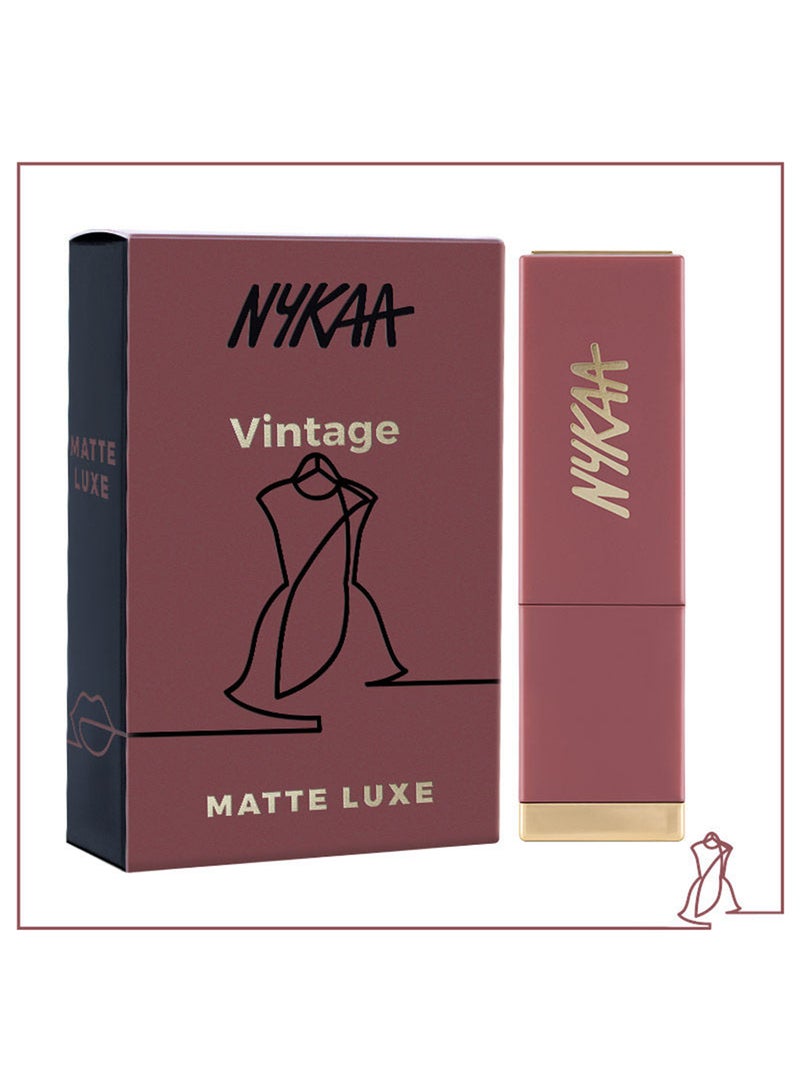 Nykaa Brown Matte Luxe Lipstick Nude Pink Vintage For Velvel Matte Finishhigh - Image 3