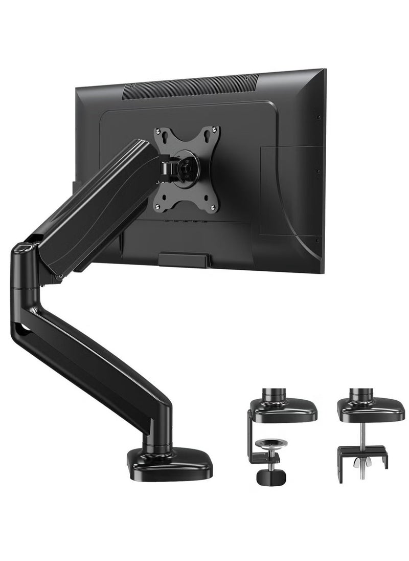 JAJEEK Single Monitor Arm for 13-32 Inch Monitors, Gas Spring Arm with 360° Rotation, VESA 75x75/100x100mm, C-Clamp & Grommet Base, Adjustable Stand for Monitors up to 8KG  - Image 1