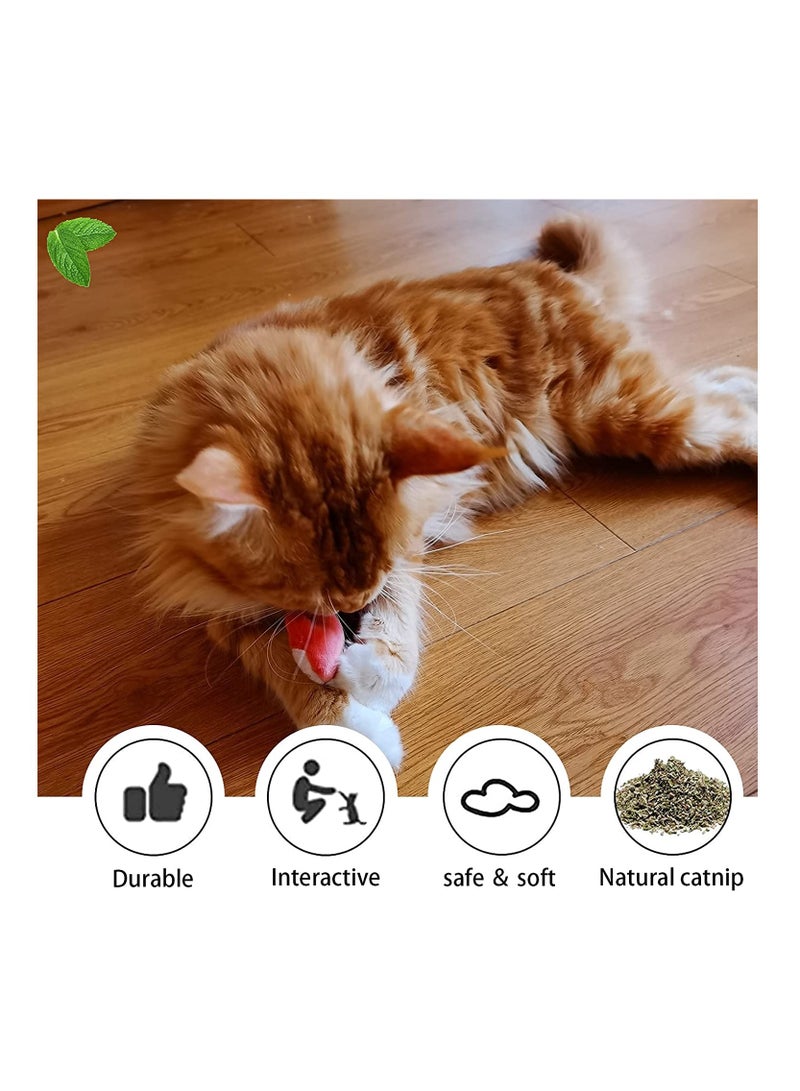 SYOSI Interactive Catnip Toy, SYOSI Catnip Filled Toys, Cartoon Fox Cat Teething Chew Toy, Funny Cat Toy with Feather and Bell, Catnip Twine Molar Stick (3 Pcs) - Image 2