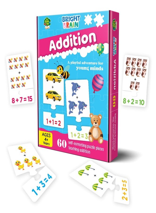 The Book Tree Bright Brain Addition Puzzle – Learn Basic Math with 60 Pieces Puzzle – Fun & Educational for Kids Age 4+ – Educational Toy Birthday Gift for Boys and Girls by Majestic Book Club - Image 1