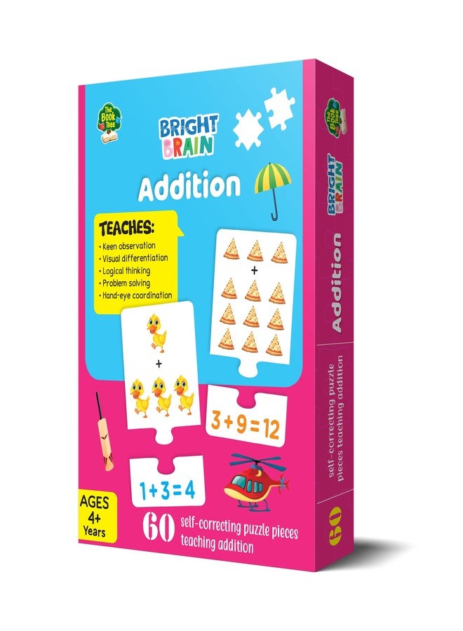 The Book Tree Bright Brain Addition Puzzle – Learn Basic Math with 60 Pieces Puzzle – Fun & Educational for Kids Age 4+ – Educational Toy Birthday Gift for Boys and Girls by Majestic Book Club - Image 3