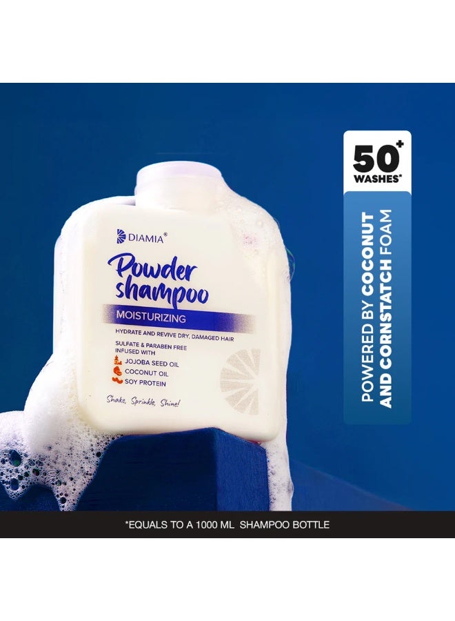 DIAMIA Moisturizing Shampoo Powder 50g | Travel-Friendly | Powder-to-Foam | Hydrating & Nourishing Hair Cleanser | With Coconut, Jojoba & Baobab Oils | Anti-Frizz | Sulphate & Paraben-Free Shampoo - Image 2
