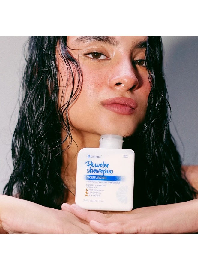 DIAMIA Moisturizing Shampoo Powder 50g | Travel-Friendly | Powder-to-Foam | Hydrating & Nourishing Hair Cleanser | With Coconut, Jojoba & Baobab Oils | Anti-Frizz | Sulphate & Paraben-Free Shampoo - Image 3