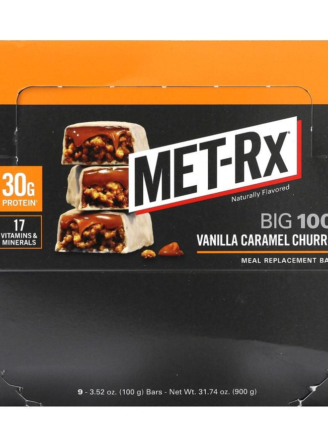 MET-Rx Big 100 Meal Replacement Bar Vanilla Caramel Churro 9 Bars 3.52 oz (100 g) Each