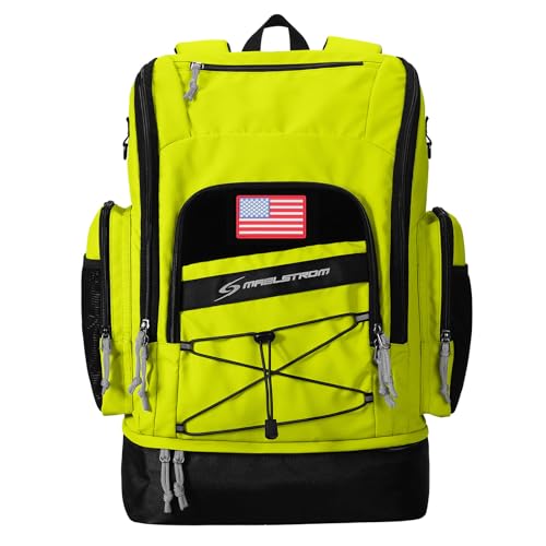 Maelstrom Swim Backpack,35L Swimming bag with Separate Shoes Compartment,Swim Gear Bag for Beach,Athlete Sports Gym Rucksack for Men and Women-Bright Yellow - Image 1
