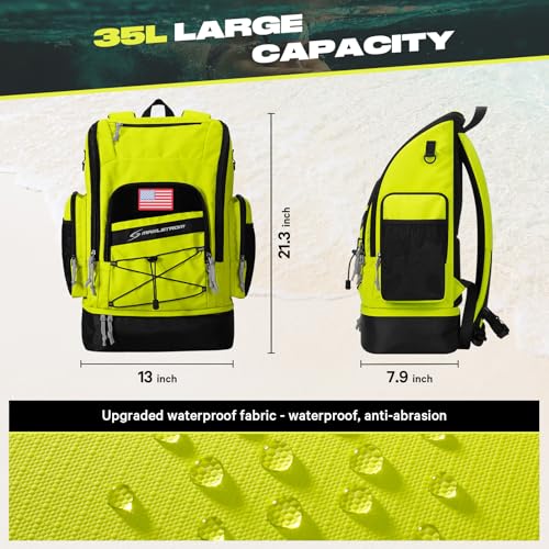 Maelstrom Swim Backpack,35L Swimming bag with Separate Shoes Compartment,Swim Gear Bag for Beach,Athlete Sports Gym Rucksack for Men and Women-Bright Yellow - Image 4
