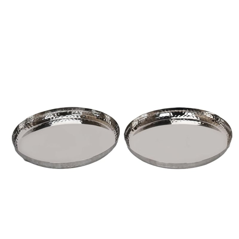 Only Rajesh Premium Stainless Steel Dinner Plates Set of 4 Hammered Finish Steel Thali for Lunch Dinner Plate Tiffin Plates Dishwasher Safe - Image 3