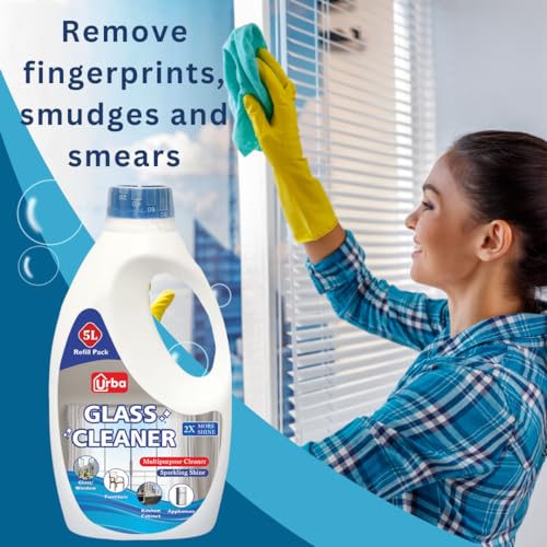 URBA Glass cleaner 5 Ltr with 500 Ml, Household Shine Booster, Pro Glass & Multi-Surface Cleaner & Disinfectant, 5 Ltr with 500ml Free - Image 2