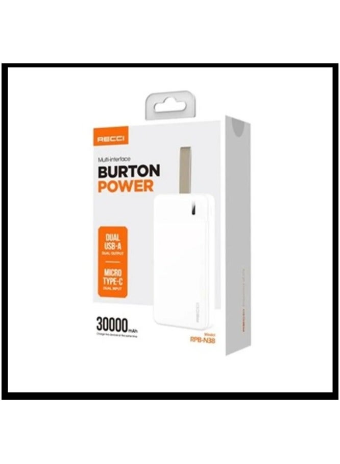 Recci Cutting-edge mobile power 30000mAh, white RPB-N38 - Image 1