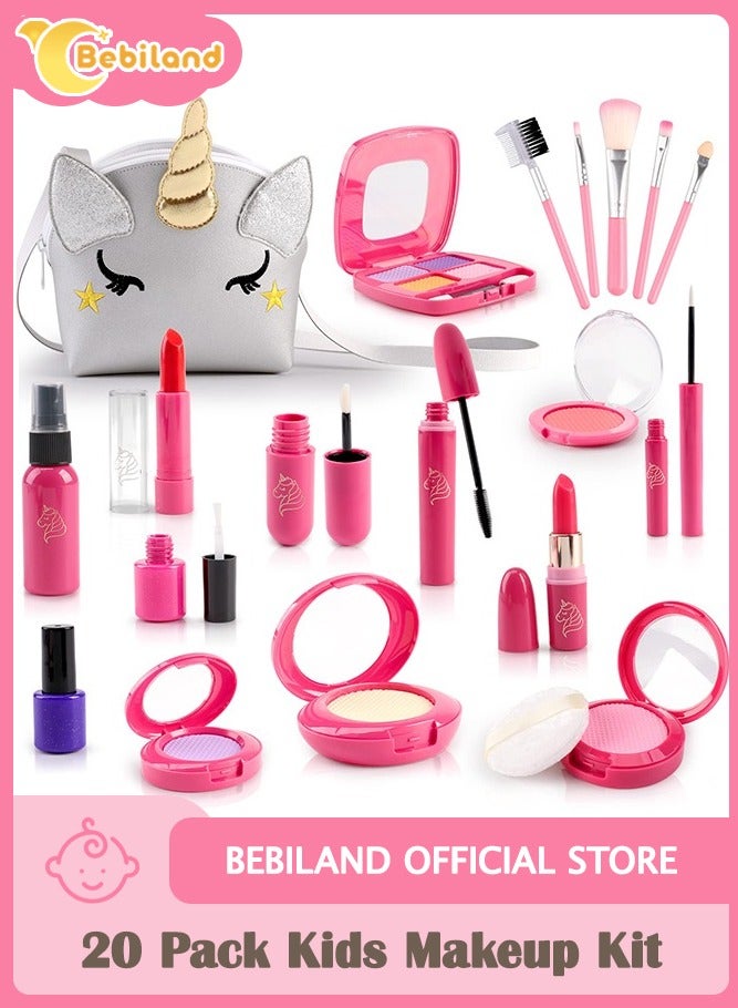 Bebiland 20 Pack Kids Makeup Kit for Girl, Pretend Makeup for Toddlers, Play Makeup for Little Girls Age 3 4 5 6 7 Birthday Gift - Image 1