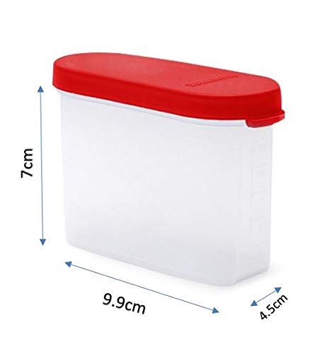 Mahaware Modular Mini Oval Kitchen Storage Box Set of 9 (150ml) – Airtight Food Container for Spices & Masala, Plastic Grain Jar & Multipurpose Organiser Set for Pantry, Red - Image 3