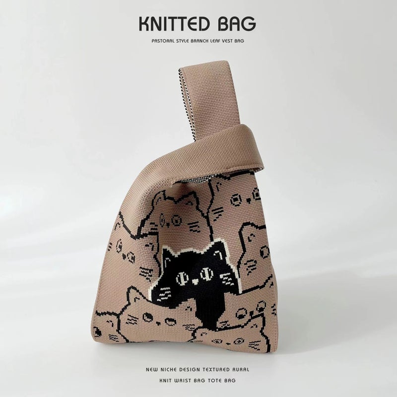 Ins Internet Famous New Women'S Bag Knitted Tote Bag Japanese And Korean Style Handbag All-Match Casual Bucket Bag Wool Bag - Image 1