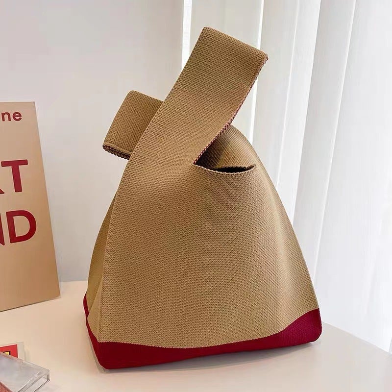 Ins Internet Famous New Women'S Bag Knitted Tote Bag Japanese And Korean Style Handbag All-Match Casual Bucket Bag Wool Bag - Image 5