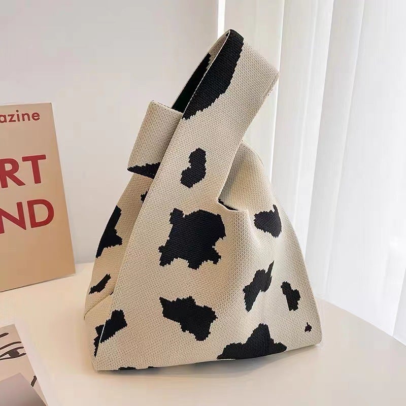 Ins Internet Famous New Women'S Bag Knitted Tote Bag Japanese And Korean Style Handbag All-Match Casual Bucket Bag Wool Bag - Image 4
