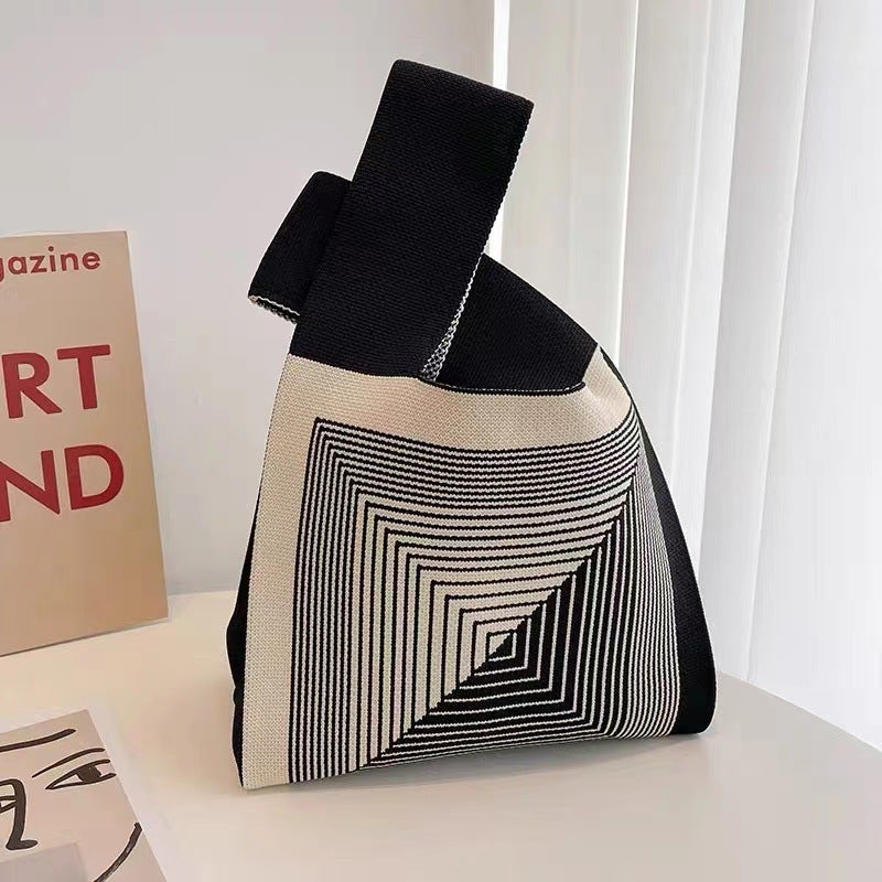 Ins Internet Famous New Women'S Bag Knitted Tote Bag Japanese And Korean Style Handbag All-Match Casual Bucket Bag Wool Bag - Image 3