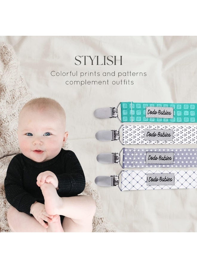 دودو بيبيز Pacifier Clip Pack of 4 + Pacifier Case, Premium Quality for Boys and Girls Modern - Image 5