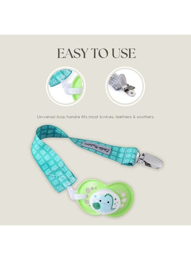 دودو بيبيز Pacifier Clip Pack of 4 + Pacifier Case, Premium Quality for Boys and Girls Modern - Image 4