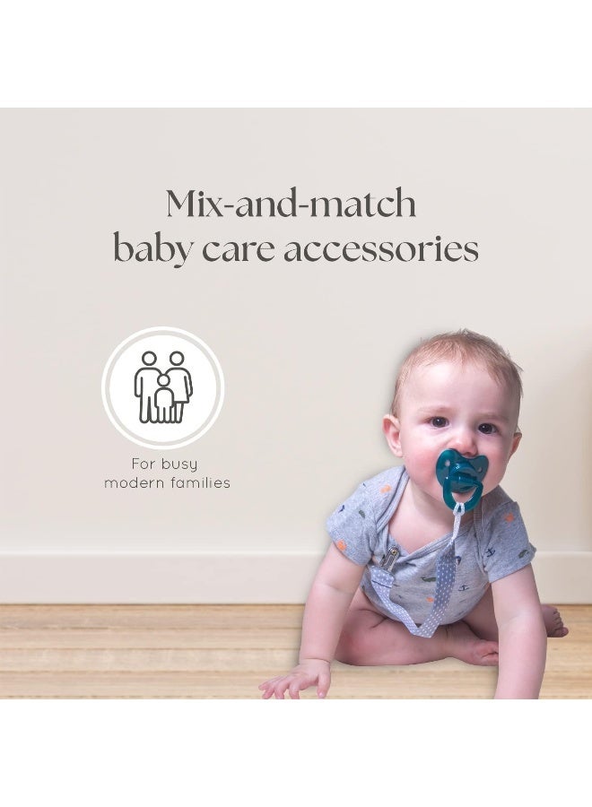 دودو بيبيز Pacifier Clip Pack of 4 + Pacifier Case, Premium Quality for Boys and Girls Modern - Image 2