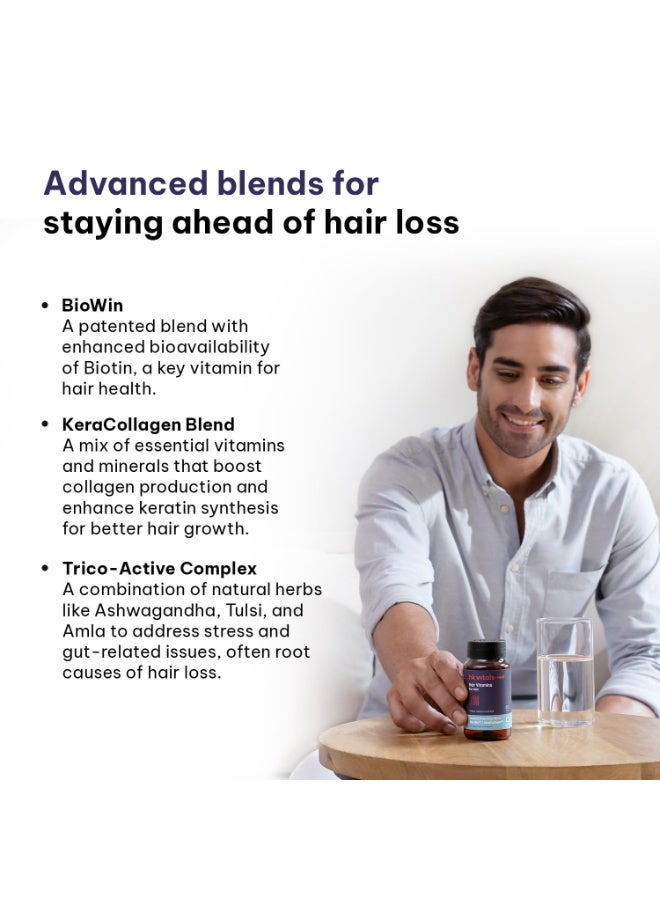 hk vitals Hair Vitamin with DHT Blockers (60 Tablets) | Omega & Biotin, Supports Keratin Synthesis & Helps Reduce Hair Fall - Image 4