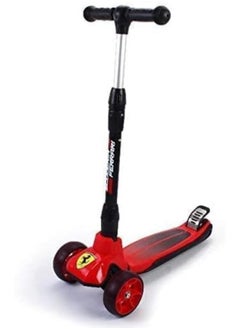 Generic Cool Baby Scooter for children with three wheels and a large foldable pedal with music, made of polyurethane with adjustable height and LED lighting, the best gift for ages 3 to 12 years, red, child, aluminum frame  - Image 1