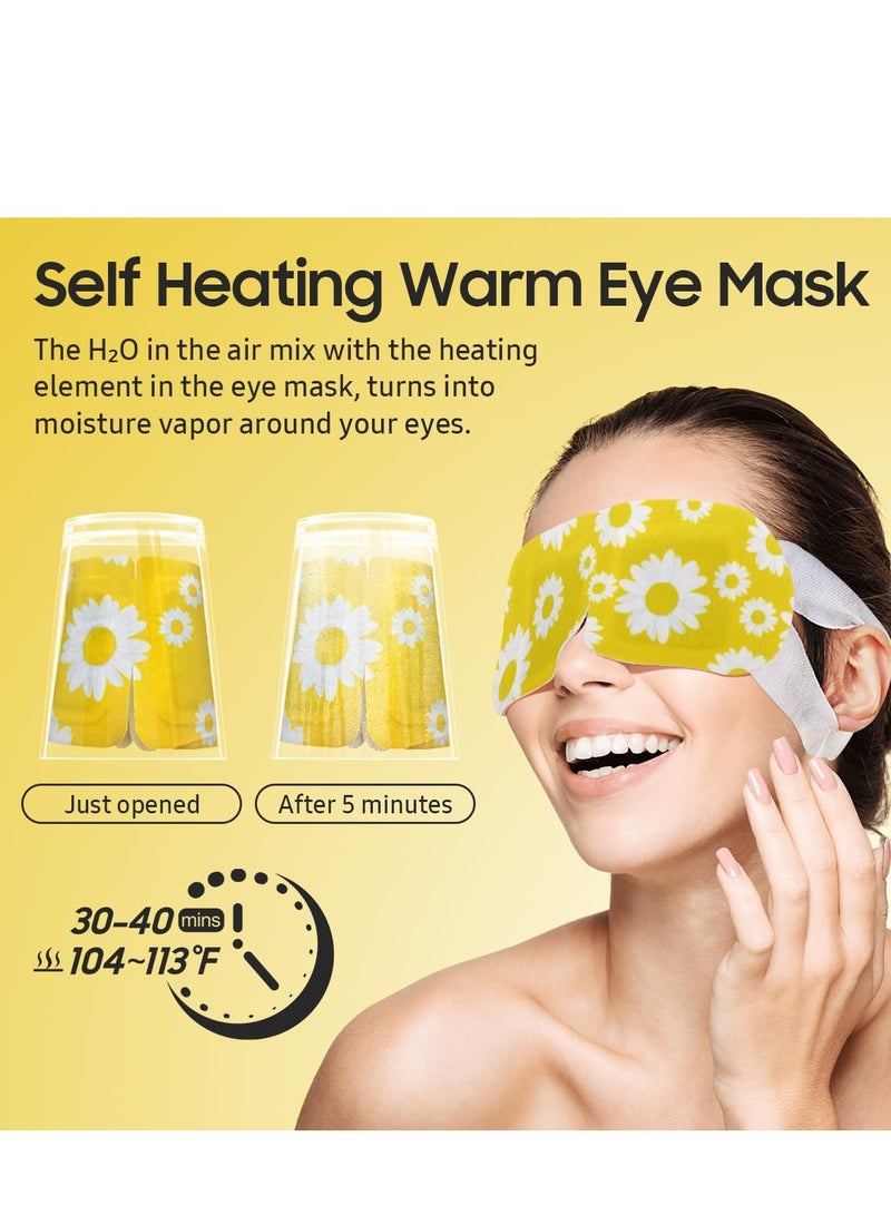 BeHoomi 20 Packs Steam Eye Mask, Heated Eye Mask Warm Compress for Eyes, Disposable Self Heating Eye Mask for Sleep, Spa, Travel Essentials & Relaxation Gifts for Women, Stocking Stuffers (Chamomile)  - Image 4
