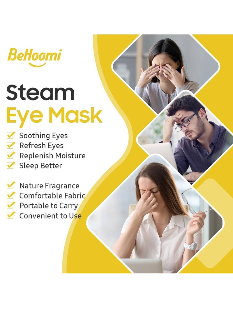 BeHoomi 20 Packs Steam Eye Mask, Heated Eye Mask Warm Compress for Eyes, Disposable Self Heating Eye Mask for Sleep, Spa, Travel Essentials & Relaxation Gifts for Women, Stocking Stuffers (Chamomile)  - Image 5