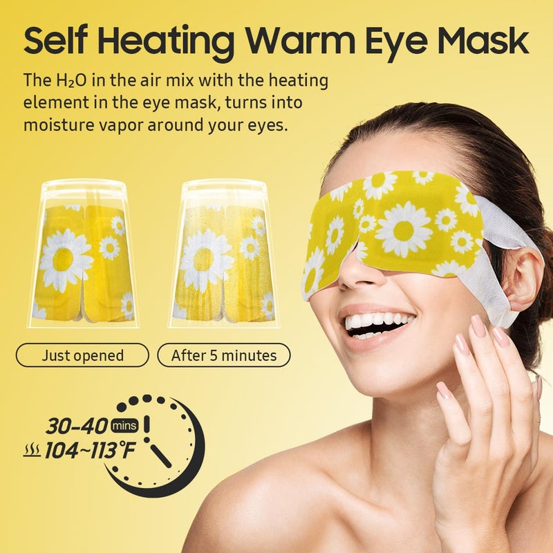 BeHoomi 20 Packs Steam Eye Mask, Heated Eye Mask Warm Compress for Eyes, Disposable Self Heating Steam Mask Sleep, Spa, Travel Essentials & Relaxation Gifts for Women, Stocking Stuffers (Chamomile) - Image 5