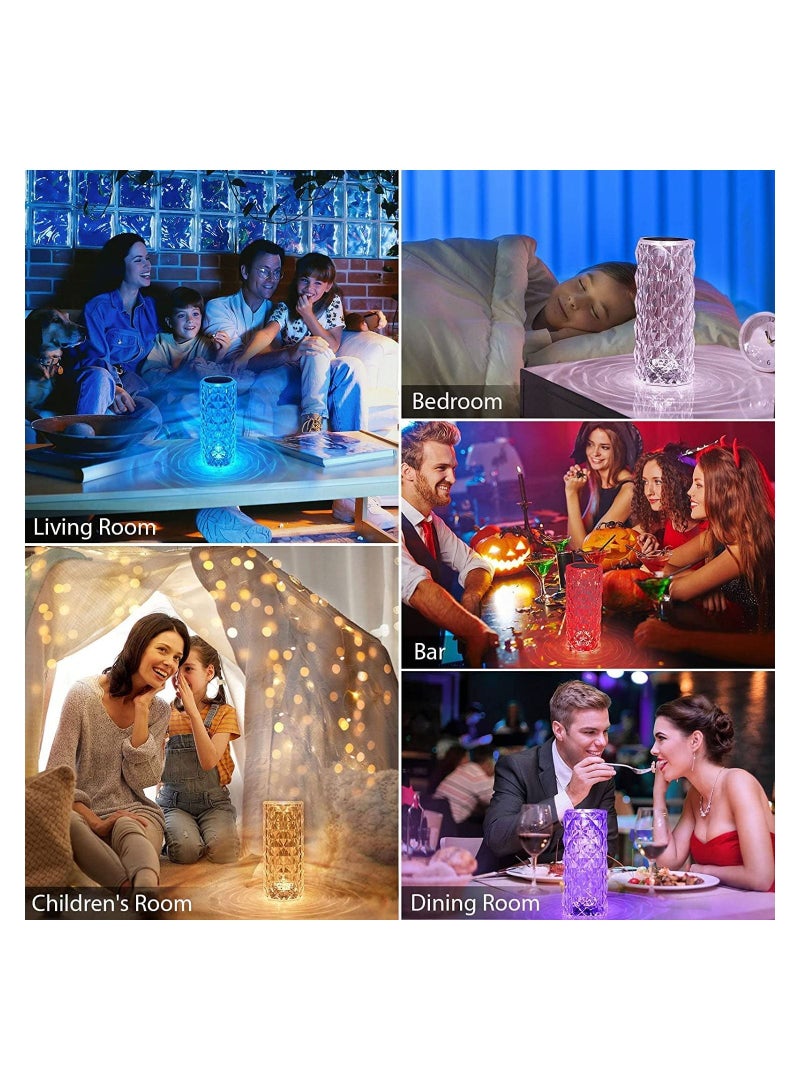 مصباح طاولة ظل الورد القابل لإعادة الشحن، تحكم باللمس عن بُعد، ملون وقابل للتعديل، مصباح ماسي رومانسي لعيد الحب، أعياد الميلاد - Image 3