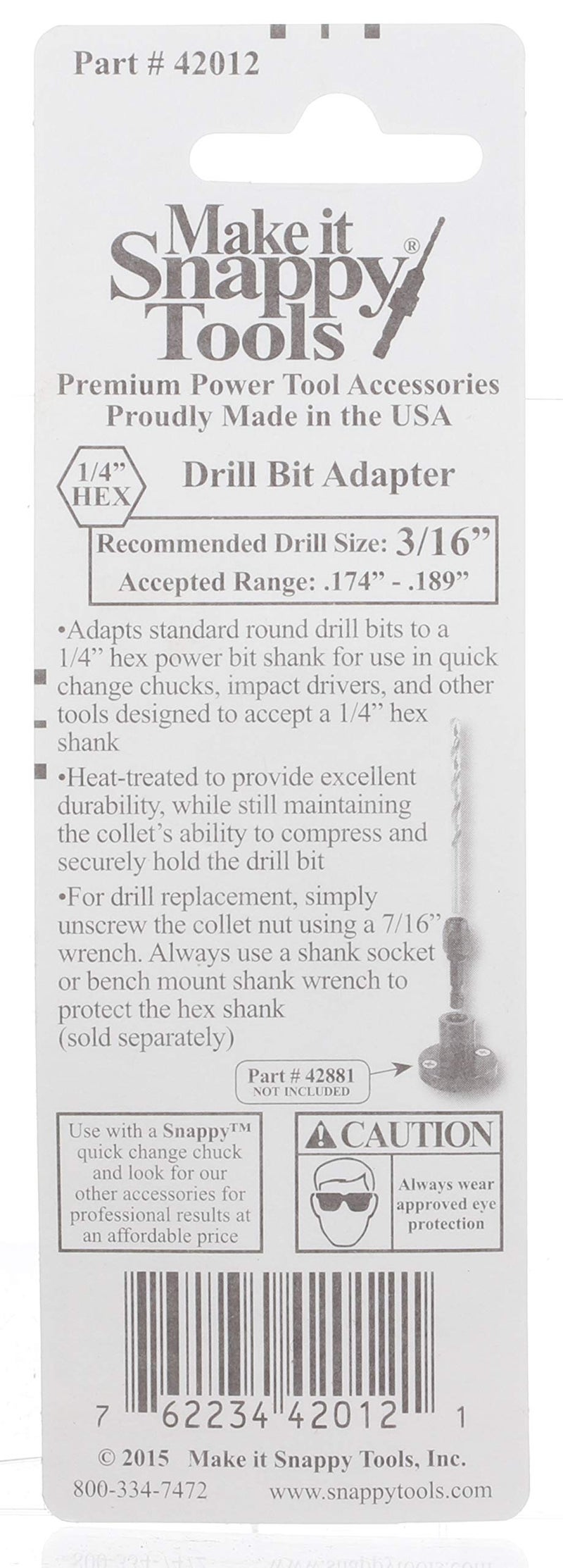 Make it Snappy محول بت الحفر السريع 3/16 بوصة من ميك إت سنابي #42012 - Image 3