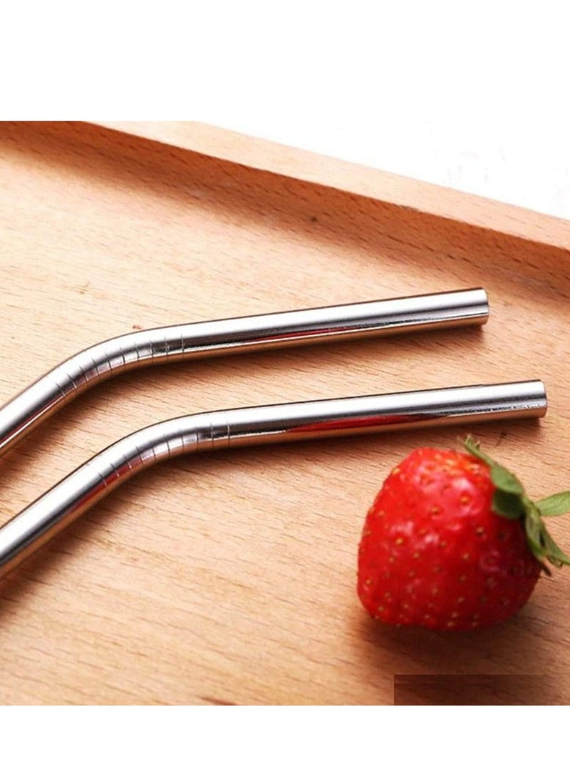Premium Stainless Steel Reusable Straws Set (6-Pack) with Cleaning Brush - Bent Metal Drinking Straws for Smoothies & Cocktails - Eco-Friendly, BPA Free & Dishwasher Safe - Silver - Image 5