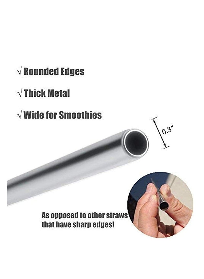 Premium Stainless Steel Reusable Straws Set (6-Pack) with Cleaning Brush - Bent Metal Drinking Straws for Smoothies & Cocktails - Eco-Friendly, BPA Free & Dishwasher Safe - Silver - Image 2