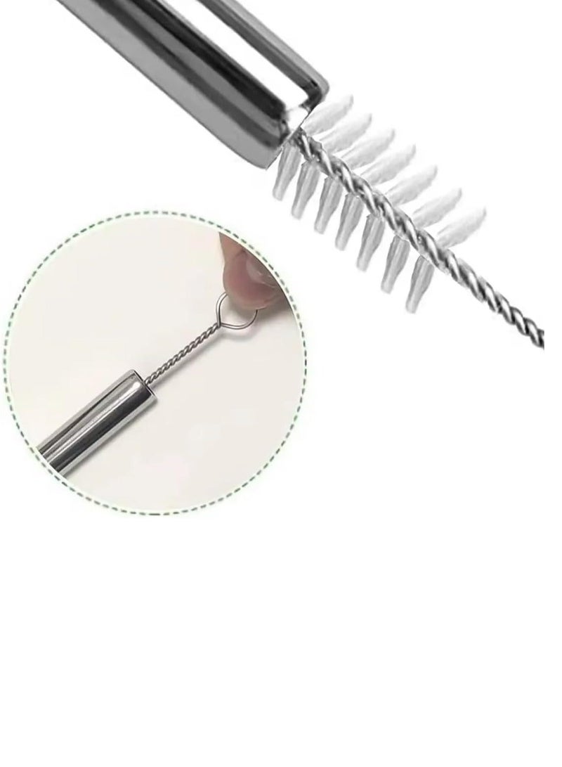 Premium Stainless Steel Reusable Straws Set (6-Pack) with Cleaning Brush - Bent Metal Drinking Straws for Smoothies & Cocktails - Eco-Friendly, BPA Free & Dishwasher Safe - Silver - Image 4