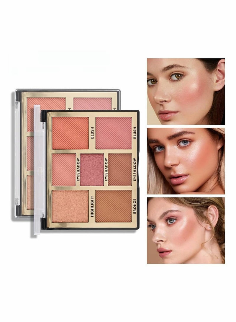 Generic Multifunctional High-gloss Pearlescent Blush Disc Shiny Matte All-in-one Makeup Palette - Image 5