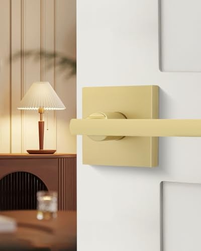 Haidms Gold Door Handles Interior, Zinc Alloy Brushed Gold Privacy Indoor Door Handles, Brushed Brass Inside Door Levers, Heavy Duty Brass Interior Door Levers for Bathroom, Bedroom, (5 Pack) - Image 3