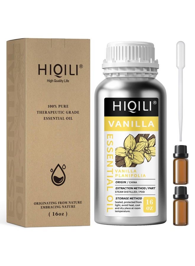 HIQILI 16 Ounces Vanilla Essential Oil, Strong Fragrance for Body Lotion, Candle Making, Soap, Aromatherapy-16 Fl Oz  - Image 1