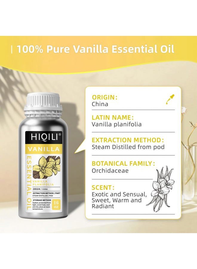 HIQILI 16 Ounces Vanilla Essential Oil, Strong Fragrance for Body Lotion, Candle Making, Soap, Aromatherapy-16 Fl Oz  - Image 3