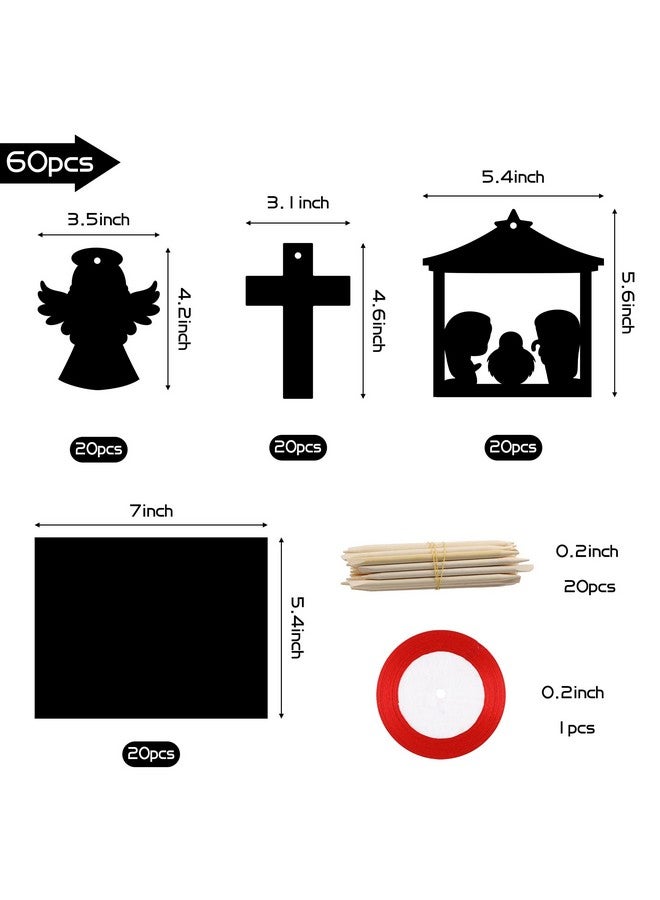 WATINC 80pcs Nativity Jesus Birth Scratch Paper Art Ornaments for Kids School Christmas DIY Religious Themed Party Magic Color Scratch Off Card Hanging Craft Jesus is The Reason for The Season - Image 2