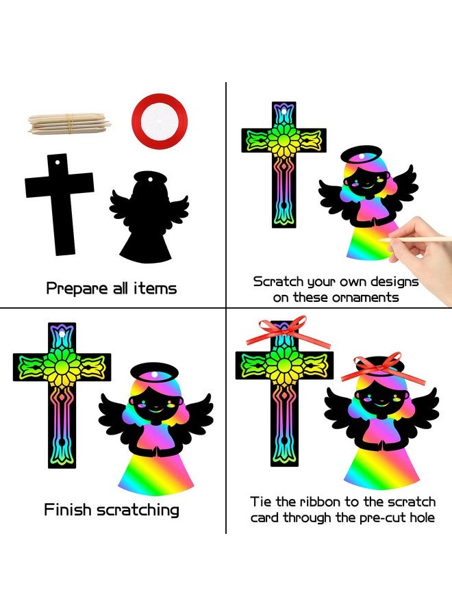 WATINC 80pcs Nativity Jesus Birth Scratch Paper Art Ornaments for Kids School Christmas DIY Religious Themed Party Magic Color Scratch Off Card Hanging Craft Jesus is The Reason for The Season - Image 3