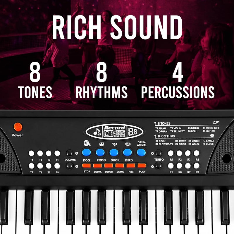 Gesto بيانو أطفال | بيانو إلكتروني بـ 37 مفتاح للأطفال مع ميكروفون | ألعاب موسيقية تعليمية للأولاد والبنات من عمر 3 إلى 6 سنوات | هدايا للأطفال من 3 إلى 5 سنوات - (أسود) - Image 5