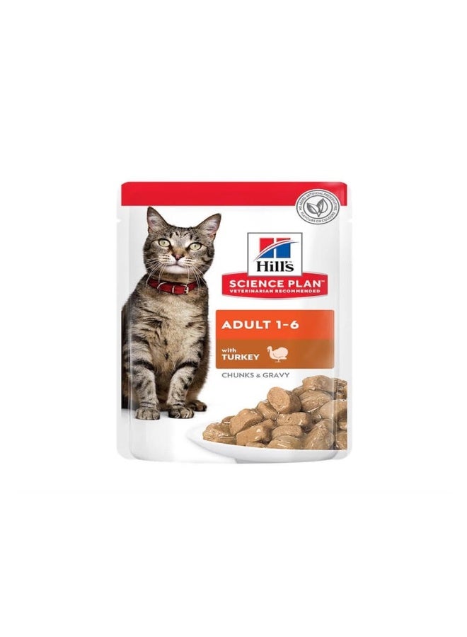 Hill's Science Plan Adult Cat Food with Tender Turkey in Rich Gravy for Cats Aged 1 to 6 Years 85g