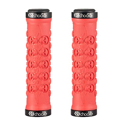 Choose Mountain Bike Grips - Double Lock On MTB Grips for BMX & Folding Bikes - Red - Image 1