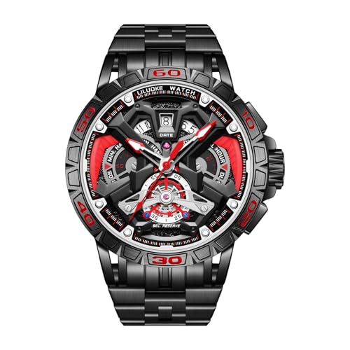 LILUOKE Mens Watches, Wrist Watches Luminous Design, Big Face Fashion Quartz Black Watch 30ATM, Casual Watch for Men Unique Gifts for Men (DT-LK9017G-03) - Image 1