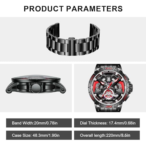 LILUOKE Mens Watches, Wrist Watches Luminous Design, Big Face Fashion Quartz Black Watch 30ATM, Casual Watch for Men Unique Gifts for Men (DT-LK9017G-03) - Image 5