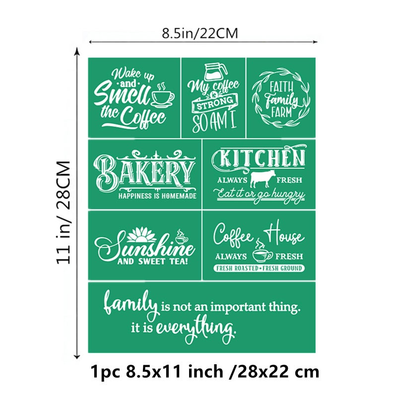 JAJADO Farmhouse Kitchen Silk Screen Stencil Reusable Self Adhesive Stencil, Coffee Quotes Homemade Bakery Farmhouse Sign Making Burning Stencils for Painting On Wood/Ceramic/Fabric Art Craft 8.5x11â€œ - Image 5